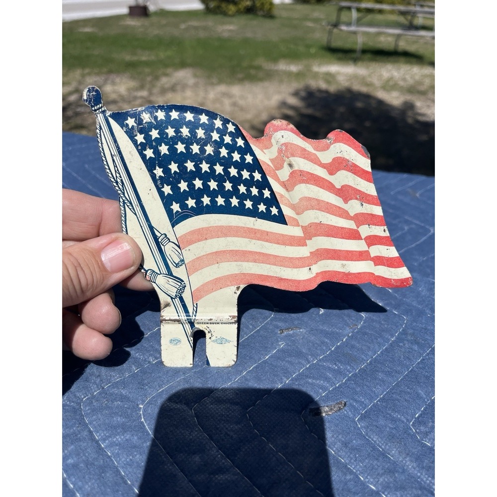 Vintage License Plate Topper- 48 Star American Flag-Pledge Of Allegiance